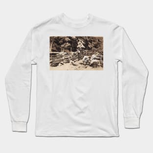 Winter Scene with Hunter and Fox by Fence by Bruno Liljefors Long Sleeve T-Shirt